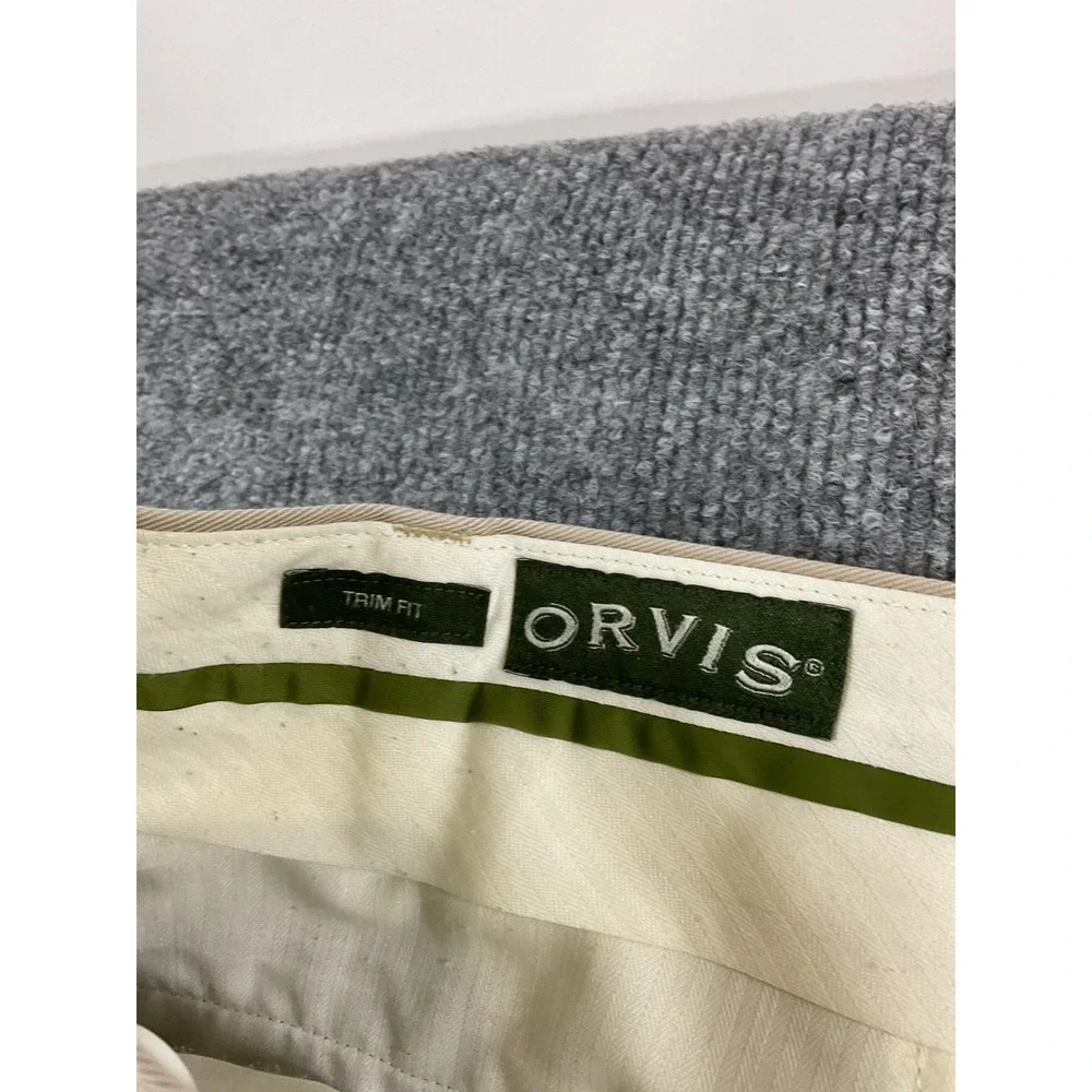 Orvis Trim Fit Chino Pants Men's 40x30 Khaki Beige Business Casual Golf Preppy C